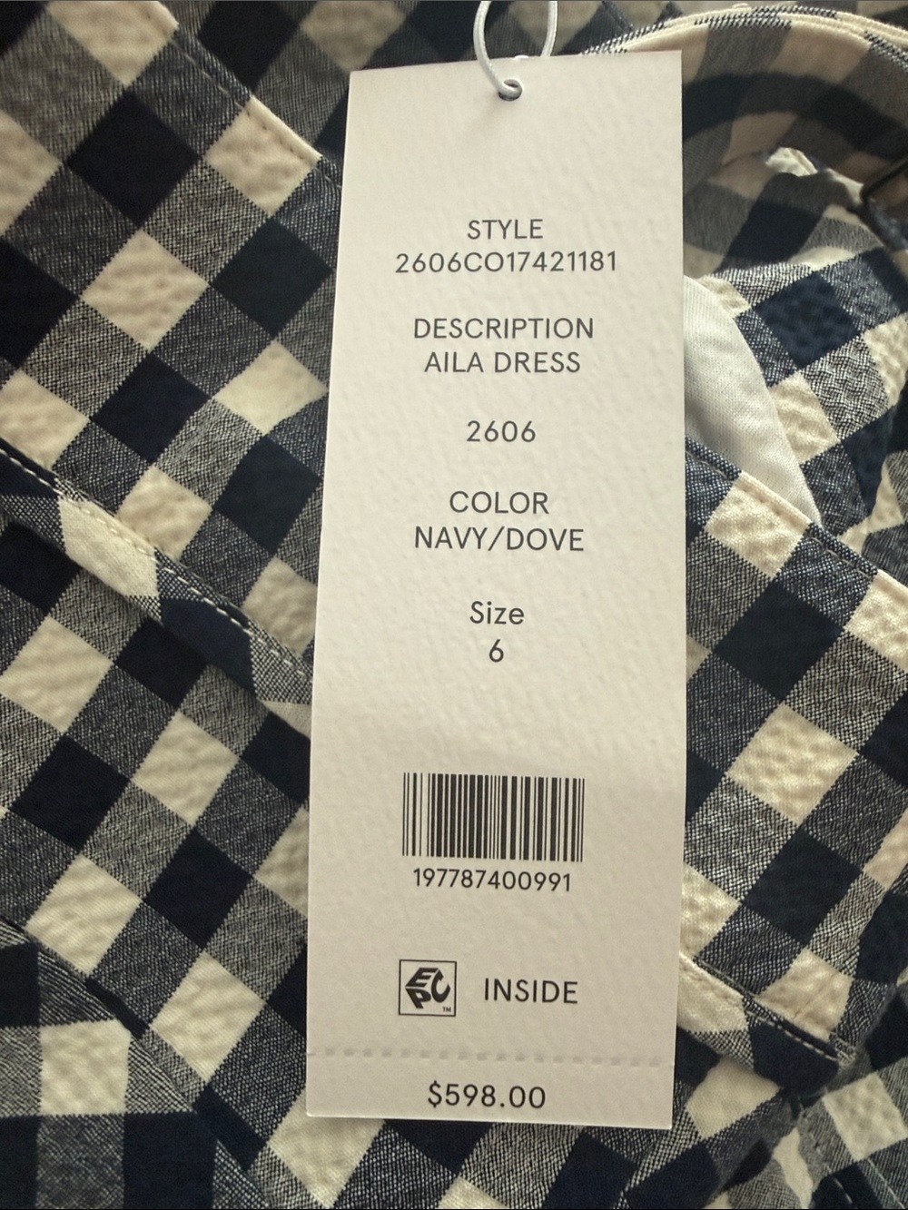 NWT! Veronica Beard Aila Gingham Square-Neck Midi Dress in Navy and White - Picture 12 of 12